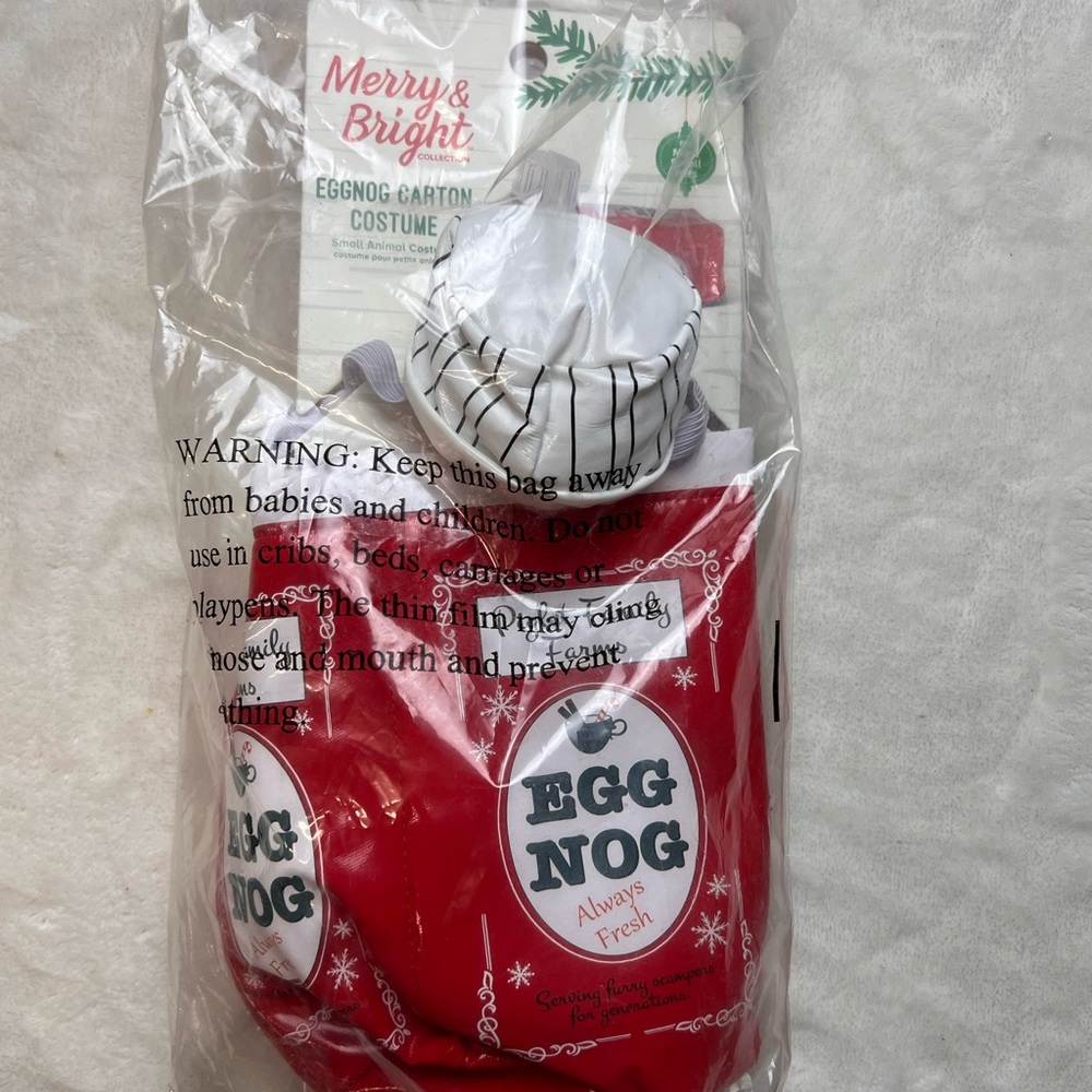 Merry and Bright Egg Nog Carton Costume for small Animals